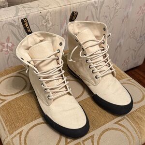 Dr. Martens Cream Canvas High-Top Sneakers with Black Soles